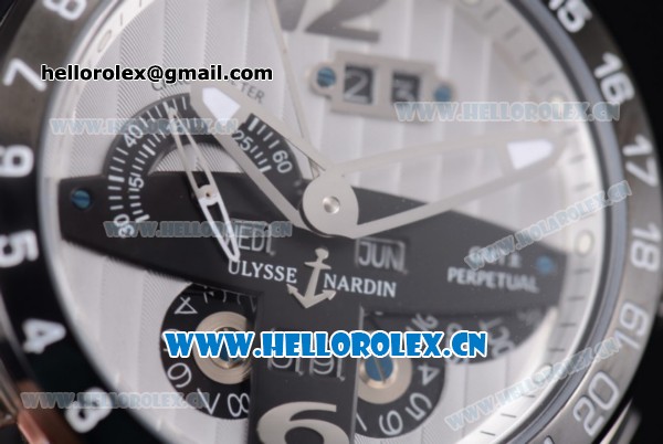 Ulysse Nardin Executive Dual Time & Big Date Asia ST25 Automatic Steel Case White Dial White Markers and Black Rubber Strap - Click Image to Close